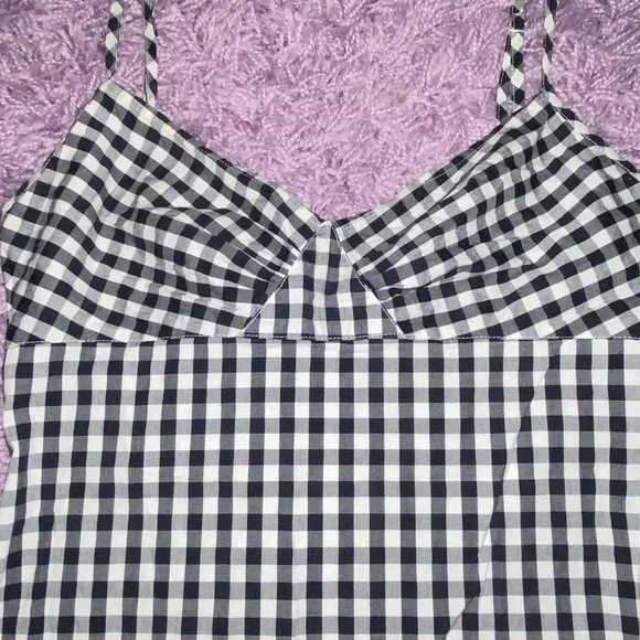 M VTG Kookai Black & White Gingham Print Picnic Hourglass Bodycon Mini Dress - Picture 5 of 10